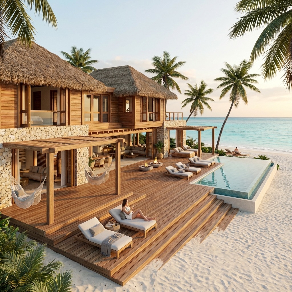 Fachada de la Villa Playa amplia y abierta al exterior