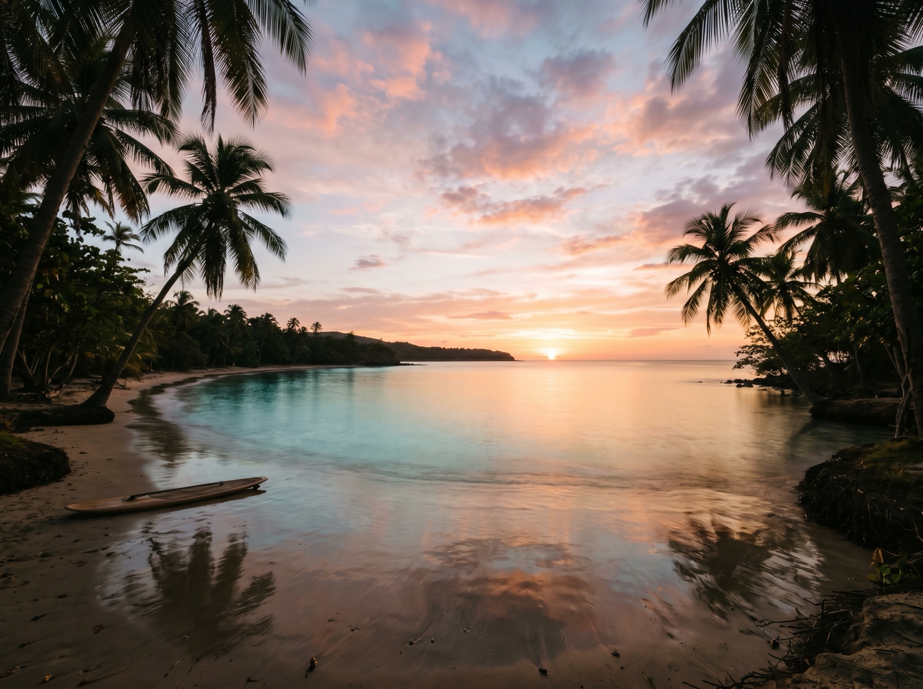 Atardecer sobre la bahía del Caribe en Isla de Margarita
