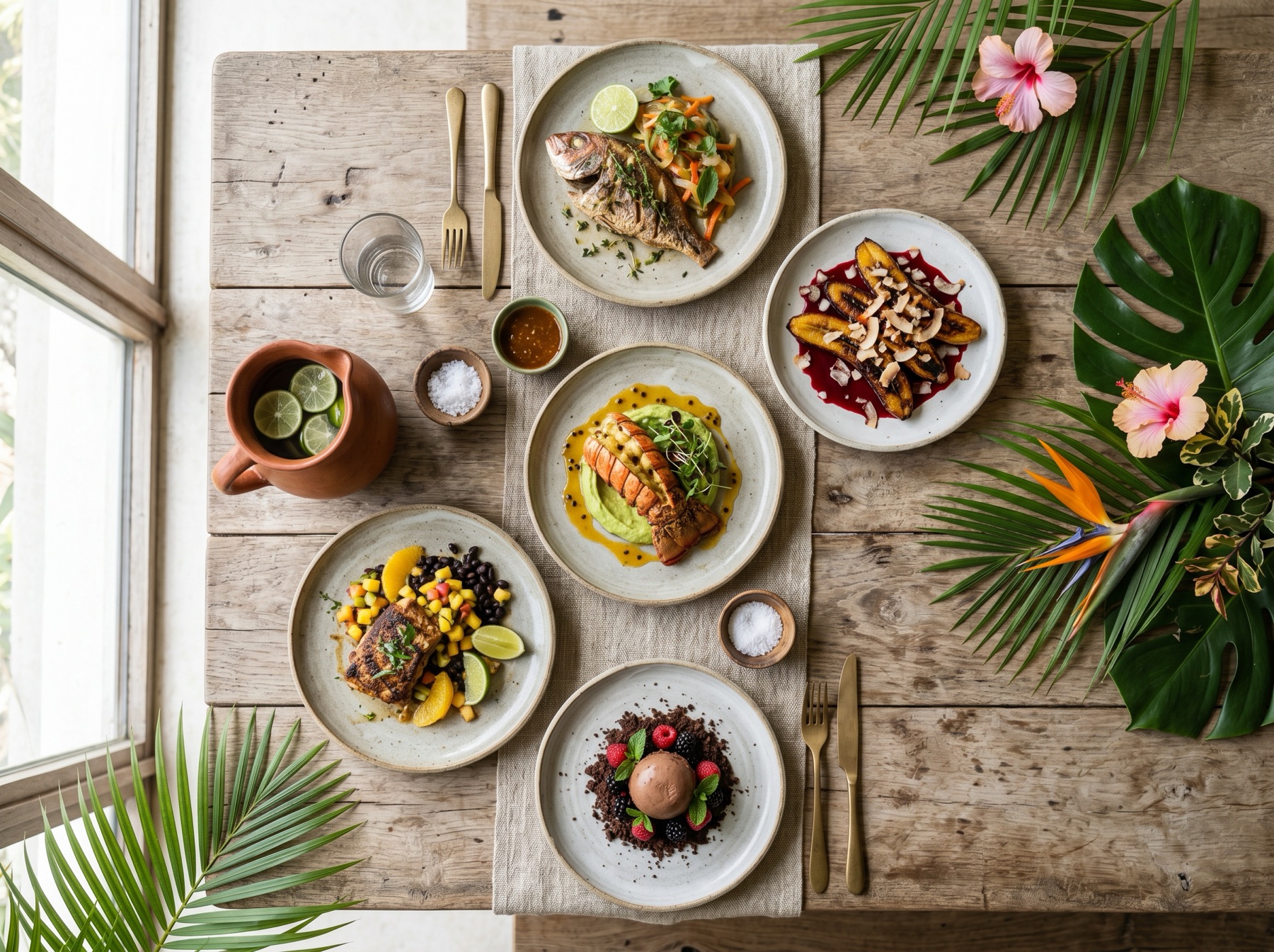 Plaza gastronómica de AMŪN con mesas al aire libre