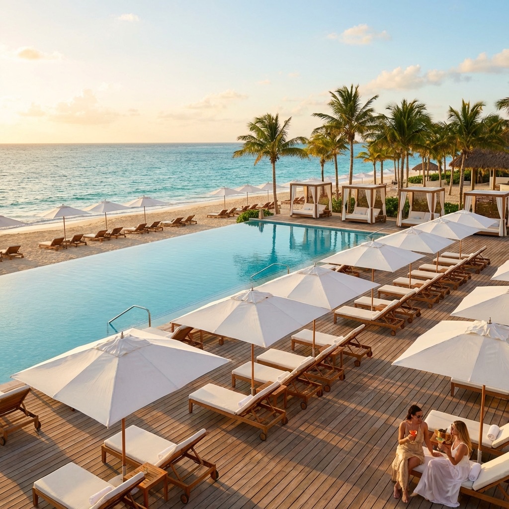 Beach club frente al mar del conjunto AMŪN