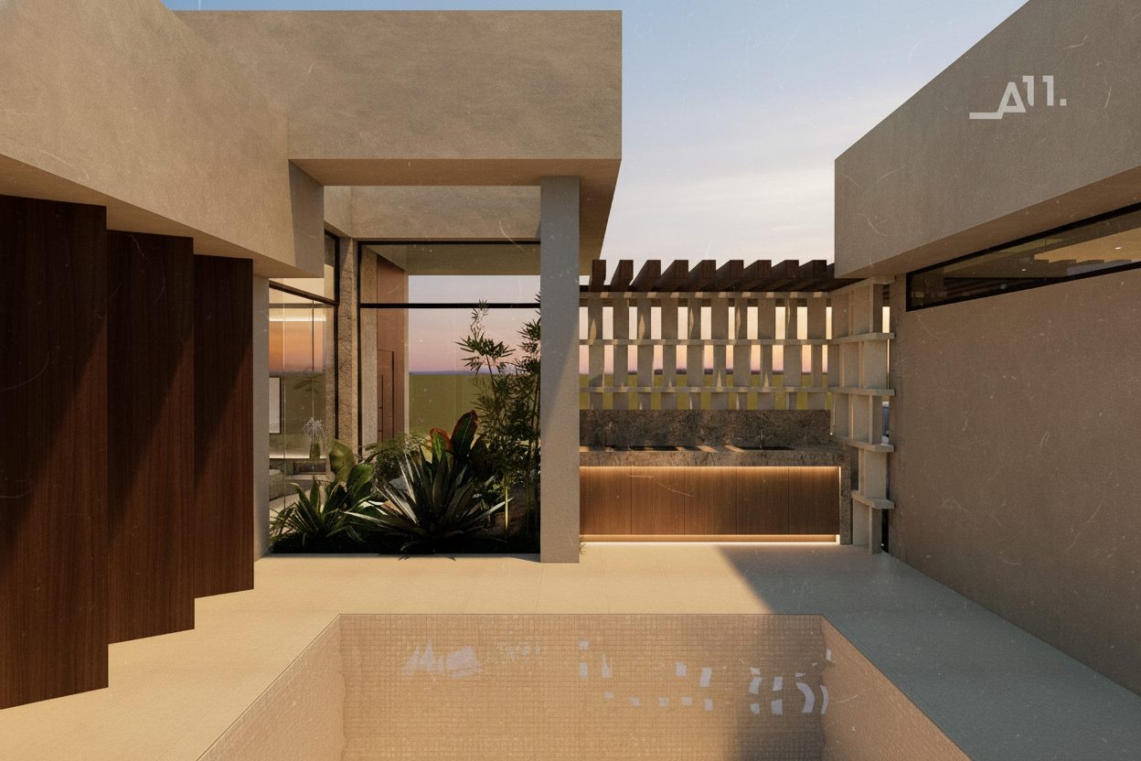 Piscina opcional integrada a la terraza de una villa AMŪN